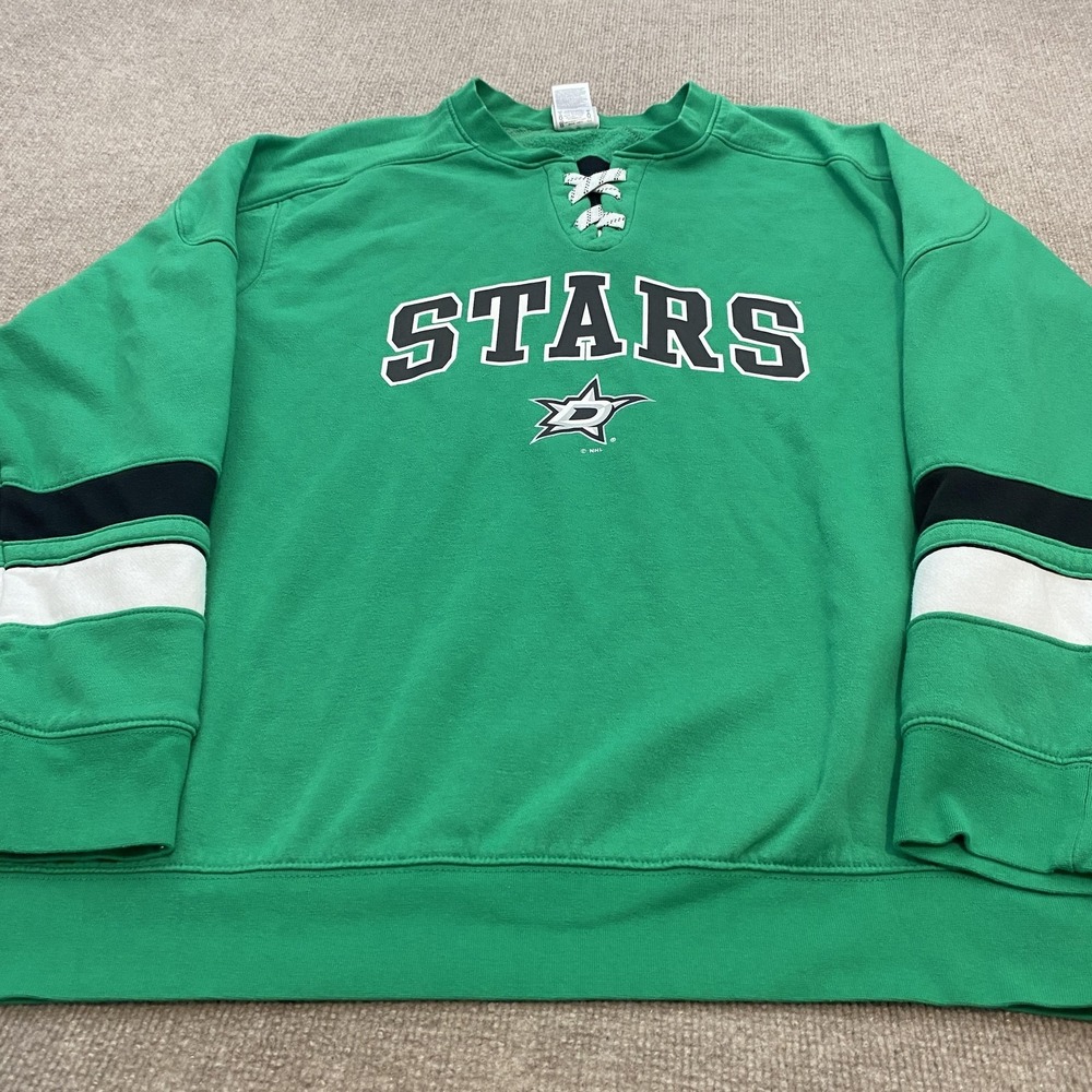 Dallas Stars Sweater Mens XL‎ Green NHL Hockey Lace Up Pullover Crewneck